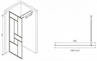 Душевая перегородка ABBER Immer Offen 100см чёрный AG63100B8